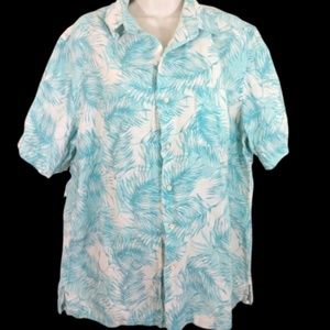 Mens Large Button Front Shirt Silk and Linen Blen